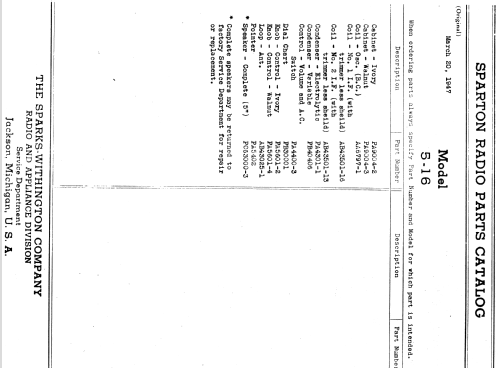 Sparton 5-AW-16 Ch= 5-16; Sparks-Withington Co (ID = 2056062) Radio