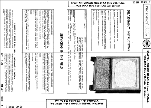 Ch= U25-01AA; Spartan, Div. of (ID = 846776) Television