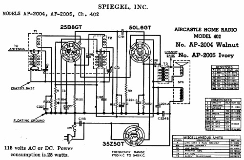 Air Castle AP2005 Ch= 402; Spiegel Inc. (ID = 546706) Radio