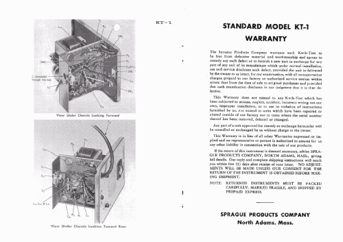 KT-1 Kwik-Test Capacitor Checker; Sprague Electric (ID = 1393814) Equipment