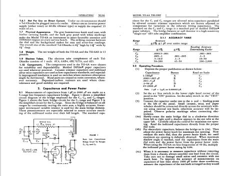 Tel-Ohmike - Capacitor Analyzer TO-6; Sprague Electric (ID = 1393791) Equipment