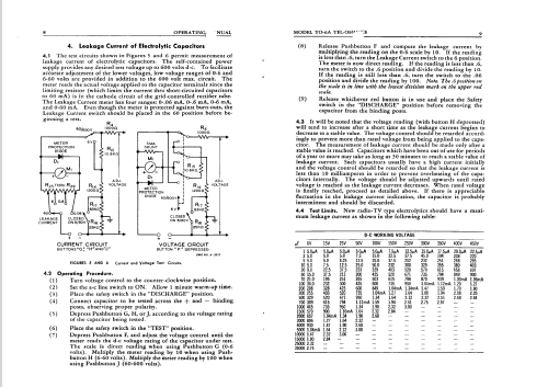 Tel-Ohmike - Capacitor Analyzer TO-6; Sprague Electric (ID = 1393794) Equipment