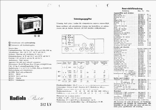 Radiola Balett 512LV; SR, Svenska (ID = 247042) Radio