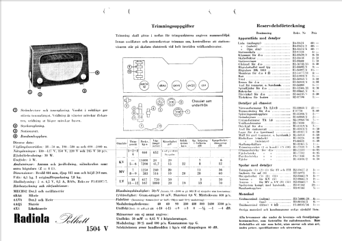 Radiola Polkett 1504V; SR, Svenska (ID = 245284) Radio