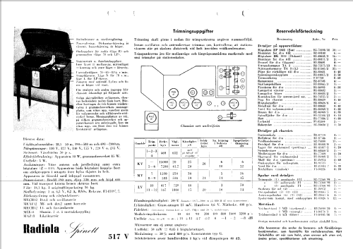 Radiola Spinett 517V; SR, Svenska (ID = 248602) Radio