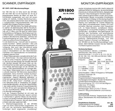 HF-/VHF-/UHF-Monitorempfänger XR 1800 Art.Nr. 51018; Stabo; Hildesheim (ID = 1760254) Radio