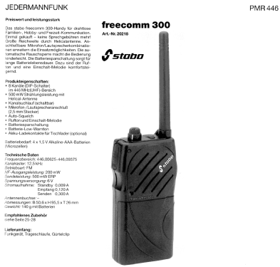 UHF-Handfunkgerät freecomm 300 Art.-Nr.20218; Stabo; Hildesheim (ID = 1759777) Misc