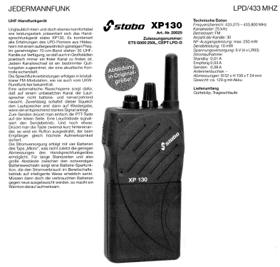 UHF-Handfunkgerät XP 130 Art.-Nr.20025; Stabo; Hildesheim (ID = 1740692) Commercial TRX