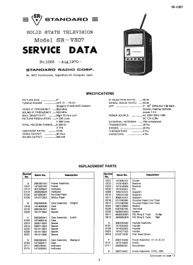 Transistor Television Receiver SR-V307; Standard Radio Corp. (ID = 2907114) Television