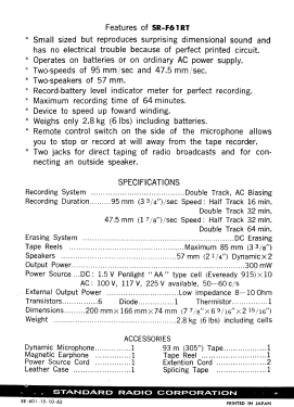 Unicorder 61 SR-F61RT; Standard Radio Corp. (ID = 2901224) R-Player