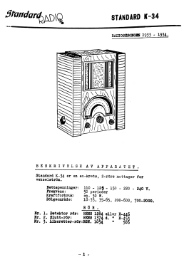 K 34; Standard Telefon og (ID = 3032420) Radio