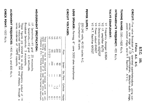 105T Ch= 105; Standard Telephones (ID = 2321888) Radio