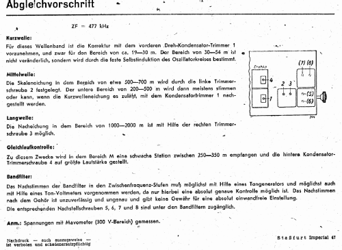 Imperial W47 ; Stassfurter Licht- (ID = 2938053) Radio