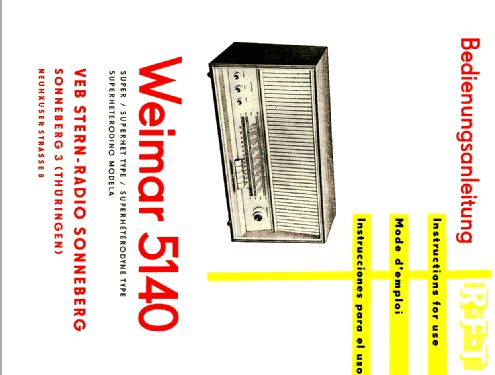 Weimar 5140A Radio Stern-Radio Sonneberg, VEB, RFT; SONRA; -vorm.