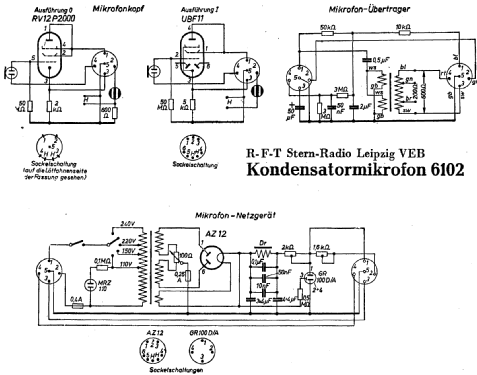 Kondensatormikrofon & Netzgerät 6102 & 6102-65; Stern-Radio Leipzig, (ID = 239062) Micrófono/PU