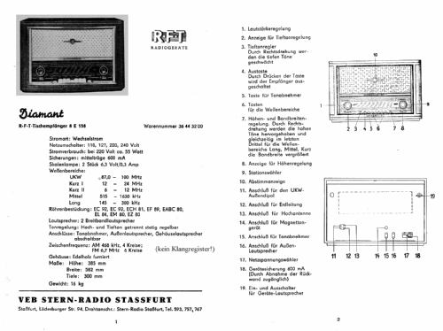 Diamant 8E158; Stern-Radio Staßfurt (ID = 2154406) Radio