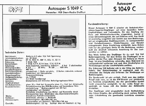 S1049C; Stern-Radio Staßfurt (ID = 1195866) Car Radio