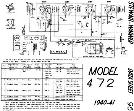 472 Radio Stewart Warner; Ontario, build 1940/1941, 1 schematics ...