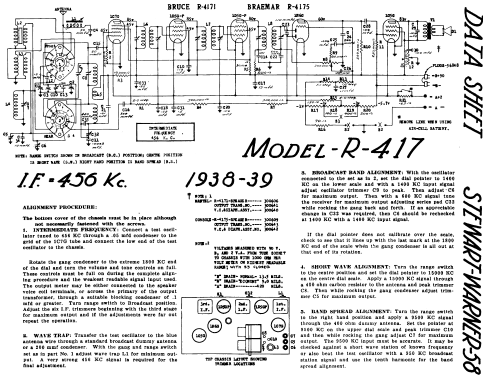 Braemar R-4175 Ch= R-417; Stewart Warner; (ID = 569024) Radio