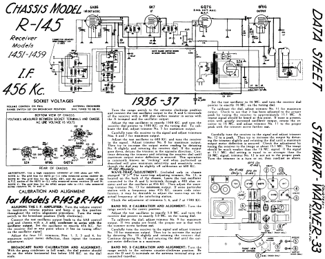 Ch= R-145 series; Stewart Warner; (ID = 579219) Radio