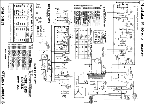 R-119 Radio Stewart Warner; Ontario, Build 1933 1934, 1 Schematics 