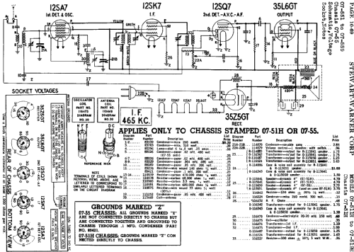 07-51H series chassis; Stewart Warner Corp. (ID = 528877) Radio