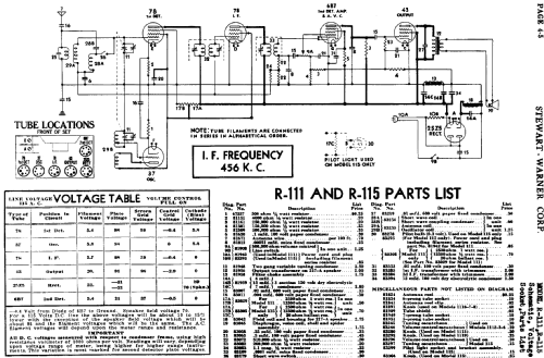 1118 Library Ch= R-111; Stewart Warner Corp. (ID = 497794) Radio