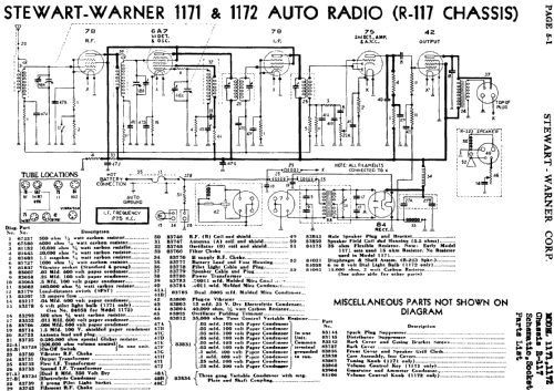 1171 Ch= R-117; Stewart Warner Corp. (ID = 497470) Car Radio