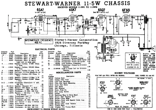 11-5W series chassis; Stewart Warner Corp. (ID = 560598) Radio