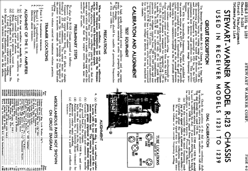 1236 Cavalier Ch= R-123; Stewart Warner Corp. (ID = 500073) Radio