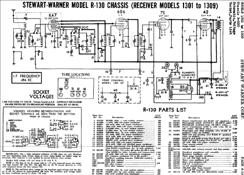 1304 Ch= R-130; Stewart Warner Corp. (ID = 503068) Radio