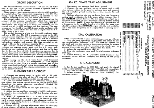 1421 Ch= R-142; Stewart Warner Corp. (ID = 504276) Radio