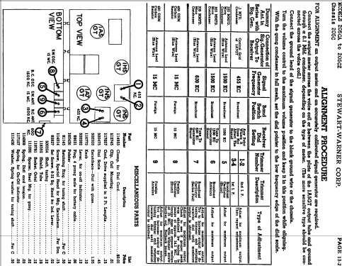 205C series chassis; Stewart Warner Corp. (ID = 541267) Radio