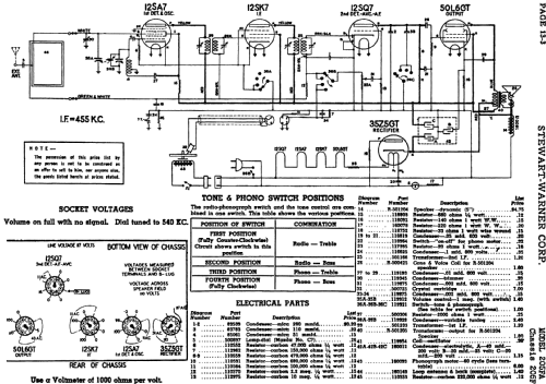 205F chassis; Stewart Warner Corp. (ID = 541116) Radio