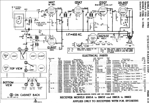 206DA Ch= 206D; Stewart Warner Corp. (ID = 542178) Radio