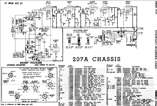 207A chassis; Stewart Warner Corp. (ID = 544729) Radio