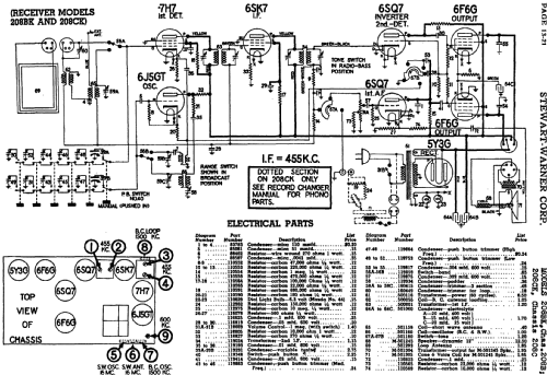 208B chassis; Stewart Warner Corp. (ID = 544443) Radio