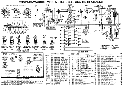910-81 series chassis; Stewart Warner Corp. (ID = 560454) Radio