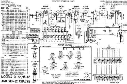 910-82 series chassis; Stewart Warner Corp. (ID = 521310) Radio