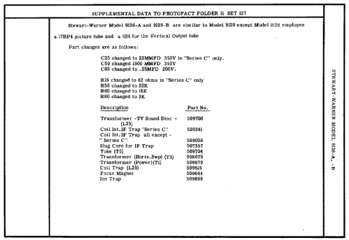 9126-A; Stewart Warner Corp. (ID = 3105458) Television