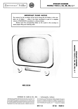 9202-DA; Stewart Warner Corp. (ID = 3017402) Televisore