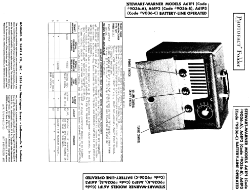 A61P1 Ch= 9036-A; Stewart Warner Corp. (ID = 995287) Radio