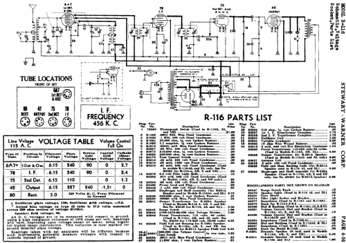 R-116 series chassis; Stewart Warner Corp. (ID = 496648) Radio