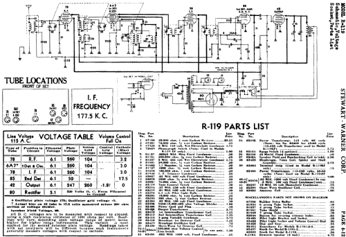 R-119 series chassis; Stewart Warner Corp. (ID = 496654) Radio