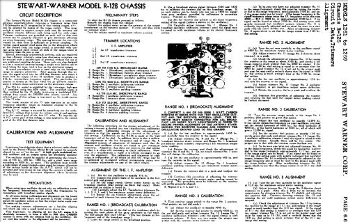 R-126 series chassis; Stewart Warner Corp. (ID = 501293) Radio