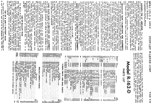 R-162D series chassis; Stewart Warner Corp. (ID = 508131) Radio