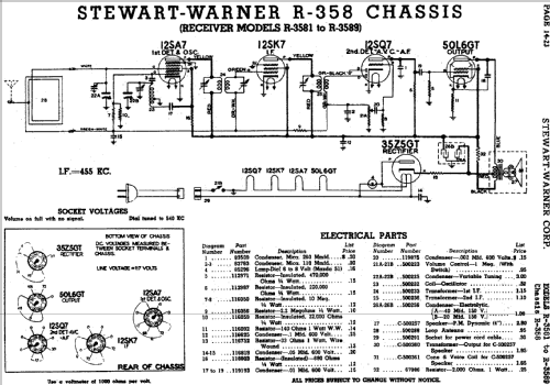 R-3584 Ch= R-358; Stewart Warner Corp. (ID = 549309) Radio