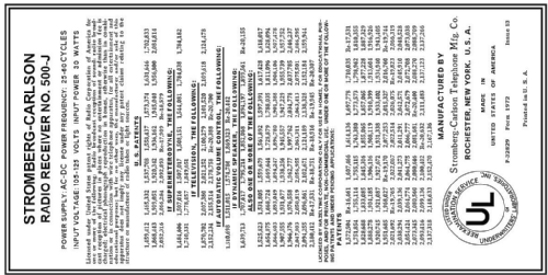 500-J Ch= 31985; Stromberg-Carlson Co (ID = 3048032) Radio