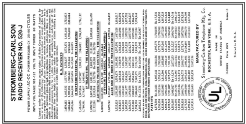 520-J ; Stromberg-Carlson Co (ID = 3048628) Radio