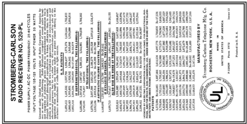 520-PL ; Stromberg-Carlson Co (ID = 3048652) Radio